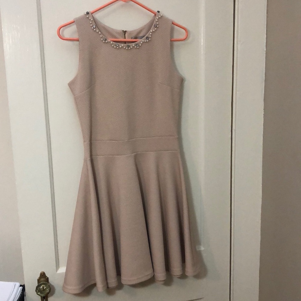 Cream Skater Dress with Pearl/CZ Detail